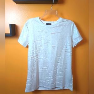 Rowley Love Kit Eggshell White Shimmer Sleeve T-shirt Size M